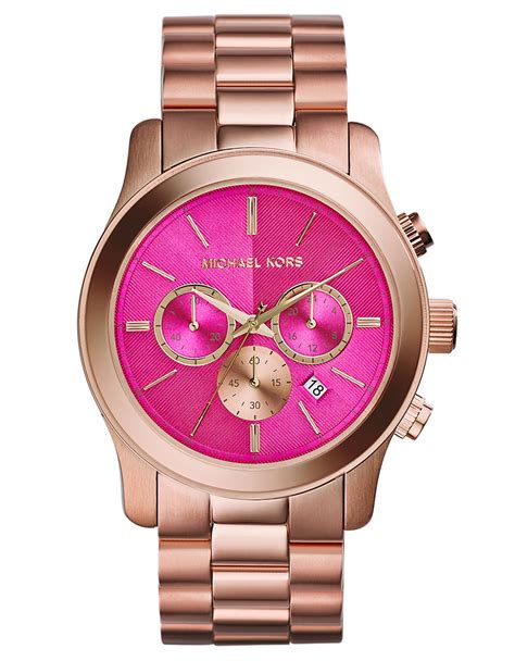 michael kors watch light pink face|rose gold tone watch.